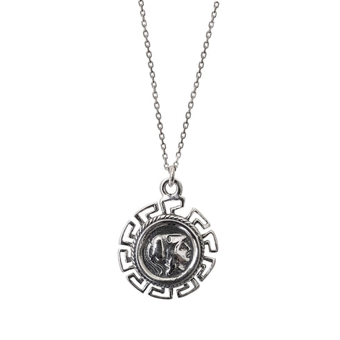 Alexander The Great Greek Key Pattern Coin Pendant